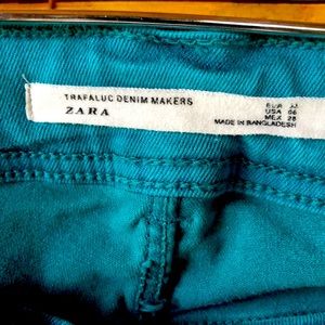 ZARA TRAFALUC TURQUOISE SKINNY JEANS SZ 06
